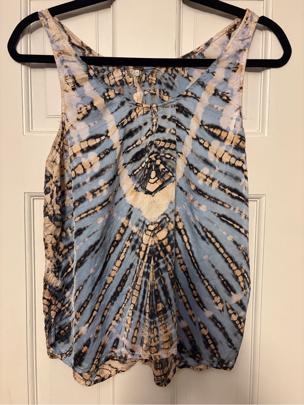Young Fabulous & Broke YFB Women’s M Blue Tie Dye Draped Sleeveless Boho Top